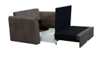 Schlafsofa Ingolstadt in grau-braun inkl. Kissen, Ansicht der Ausziehfunktion