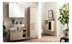 Waschbeckenunterschrank Mailand in Creme-Beige mit 2 Türen und 2 Fächern, Ansicht im Milieu