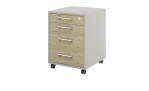 Rollcontainer vito Vary mit Front in Asteiche und Korpus in Kreidegrau matt