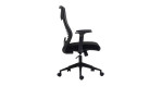 Drehstuhl Air in schwarz mit ergonomisch geformter Rückenlehne, seitliche Ansicht