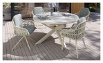 Gartenstuhl Andira mit Gestell in matt Sand und Geflecht in Beige, Ansicht im Milieu