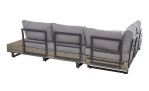 Lounge-Set mit grauem Polyethylen-Geflecht und Aluminium-Gestell in Anthrazit, Rückansicht mit Kissen