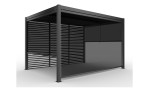 Seitliches Rollo Shadow aus grau-schwarzem Textilene und Aluminium, Seitenansicht