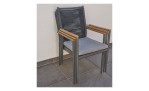 Dining-Set Genua mit dunkelgrauem Rope, Tischplatte aus bedrucktem Glas und Gestell aus Aluminium in Anthrazit, Funktion Stühle