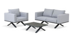 Gartensofa Ravenna in Grau mit extra tiefem Sitz, Gestell Aluminium, Ansicht mit weiteren Möbeln
