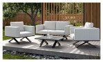 Gartensofa Ravenna in Grau mit extra tiefem Sitz, Gestell Aluminium, Ansicht im Milieu