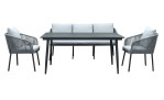 Gartensets Este in Grau und Anthrazit, Gestell Aluminium 